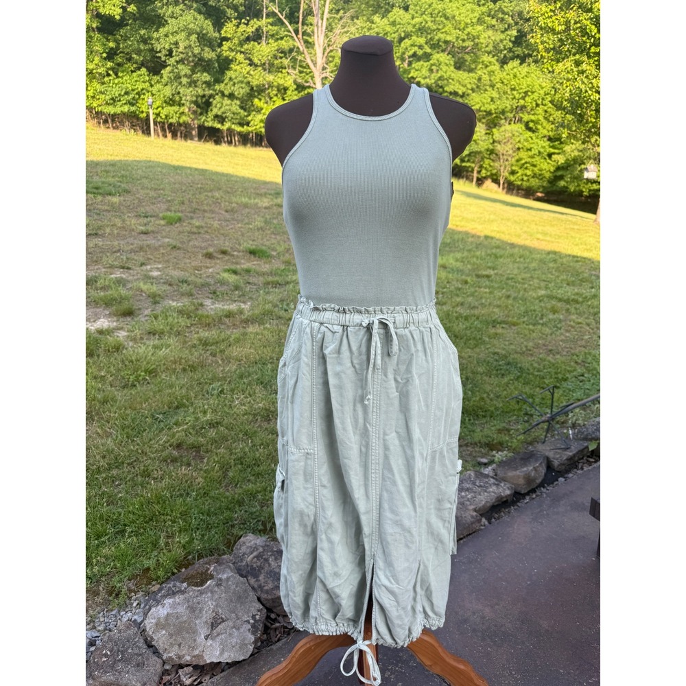 Daily Practice by Anthropologie twofur cargo Midi Dress Sage Green Ribbed Small